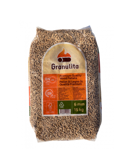 Granulita wood pellets 15kg bag front